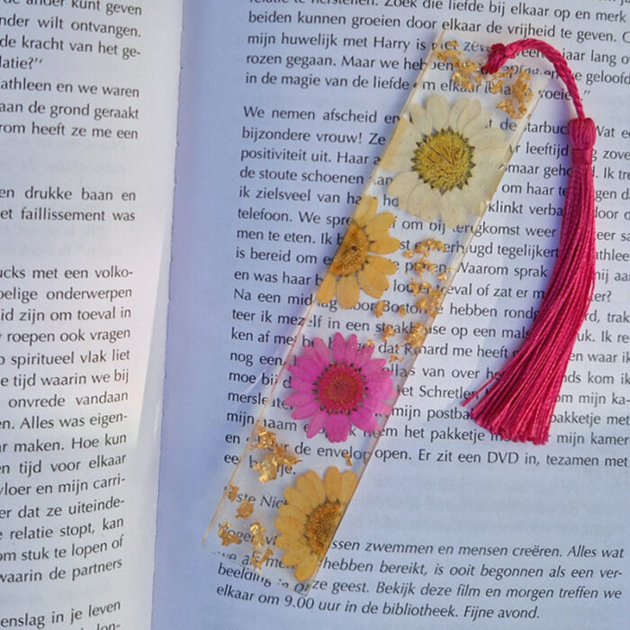 Boekenlegger - Oranje bloemen