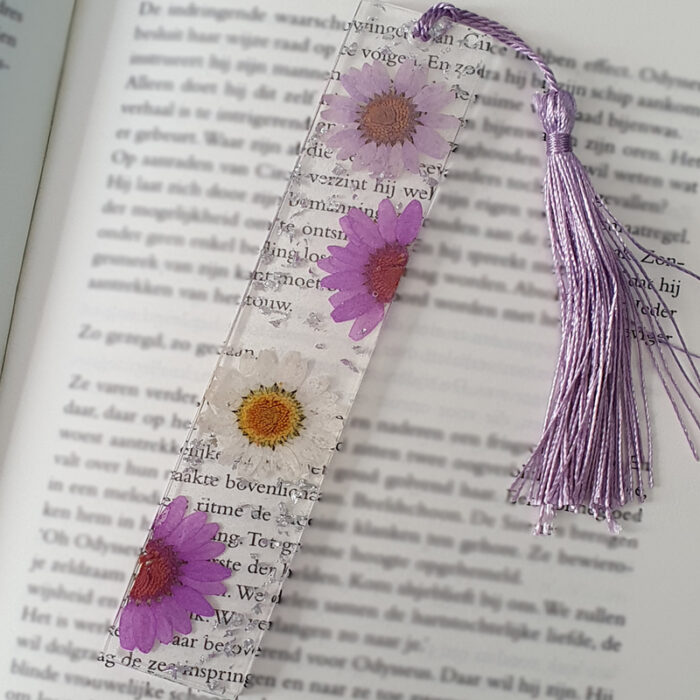 Boekenlegger - paarse bloemen