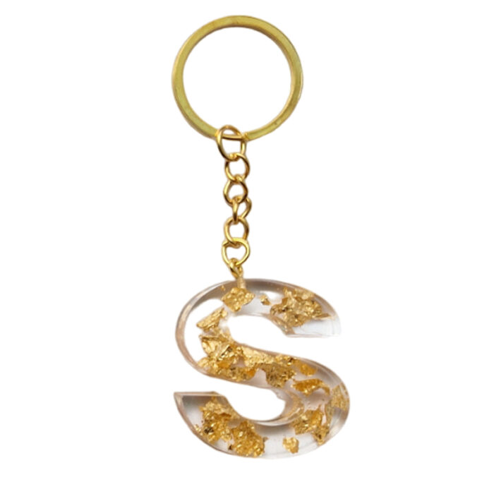 Sleutelhanger letter - Gouden flakes Sleutelhanger letter - Gouden flakes