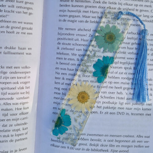 Boekenlegger - Blauwe bloemen