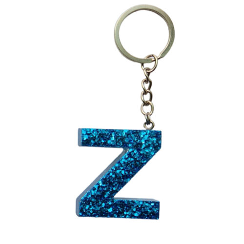 Sleutelhanger letter - Glitter Blauw