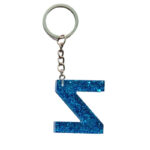 Sleutelhanger Letter - Glitter blauw Achterkant