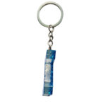Sleutelhanger Letter - Glitter blauw Zijkant