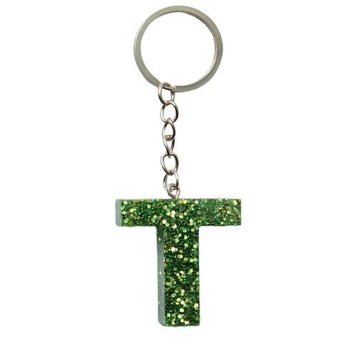 Sleutelhanger letter - Glitter Groen