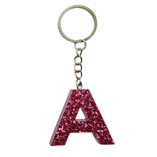 Sleutelhanger Letter - Glitter roze