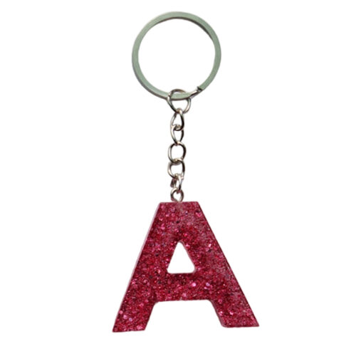 Sleutelhanger Letter - Glitter roze Achterkant